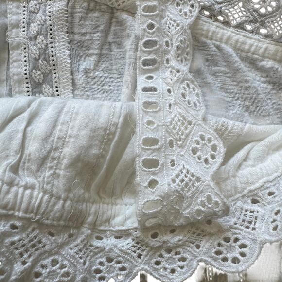 Lucky Brand Women's Mixed Media Pleated Bubble Tank Top White Size Small - Picture 7 of 13